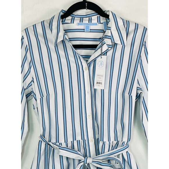 NWT Draper James Blue White Striped Belted Button Down Shirt Dress Size 12 - Picture 3 of 13